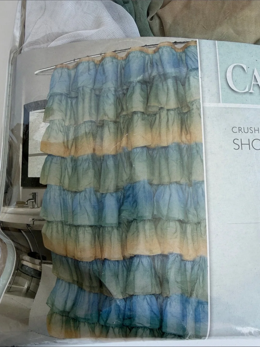 Carmen Umber Crushed Voile Ruffled Shower Curtain